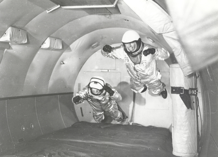 Space History Photo: Mercury Astronauts in Weightless Flight on C-131 Aircraft